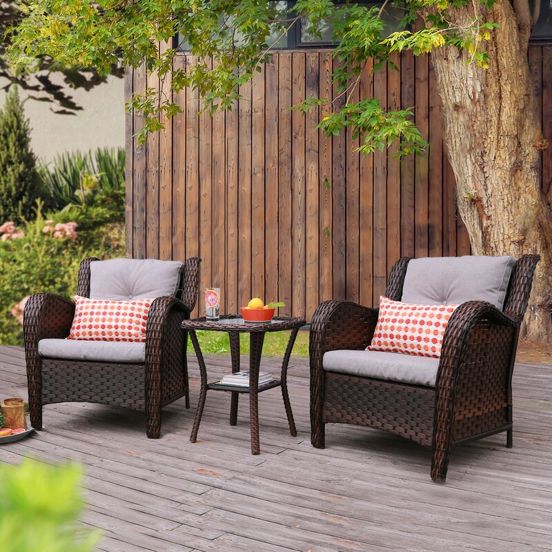 Jann Wicker/Rattan 2 Person Seating Group with Cushions Lidl