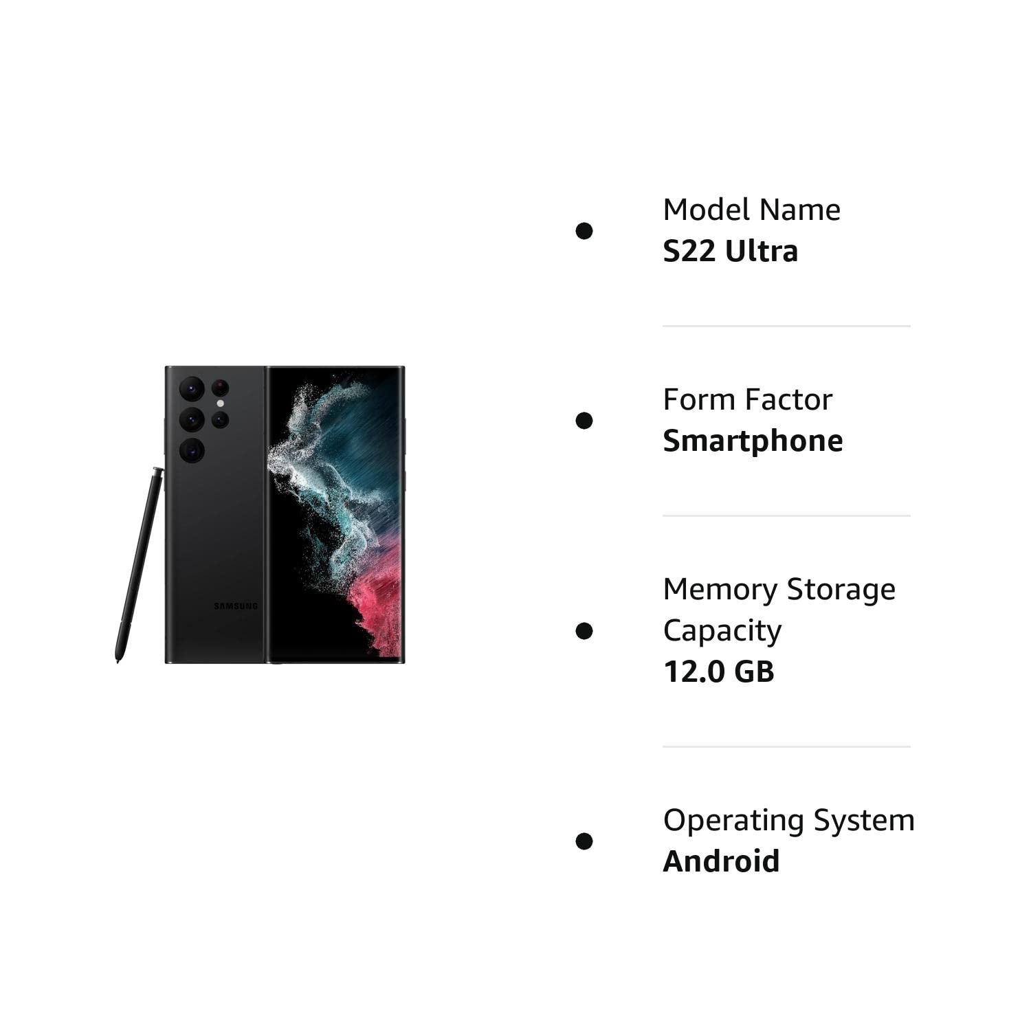 Samsung Galaxy S22 Ultra Smartphone, Factory Unlocked Android Cell