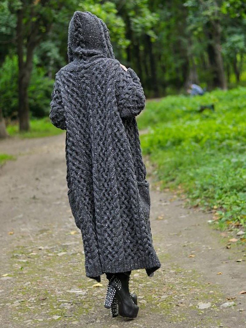 Cardigan Chunky Oversized Style Long Coat Topsky Computer Desk
