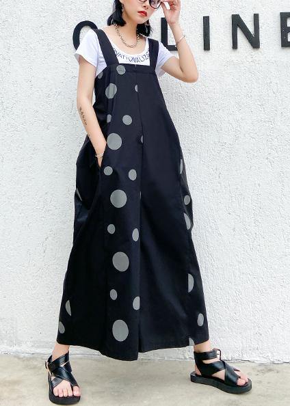 Black polka dot overalls 2021 new loose large size nine points straight wide leg pants