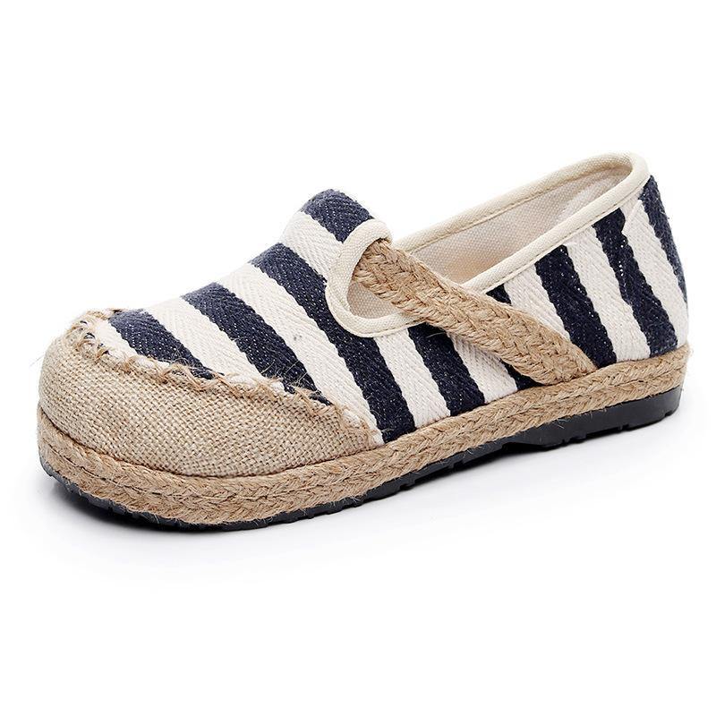 Red Striped Patchwork Flat Feet Shoes