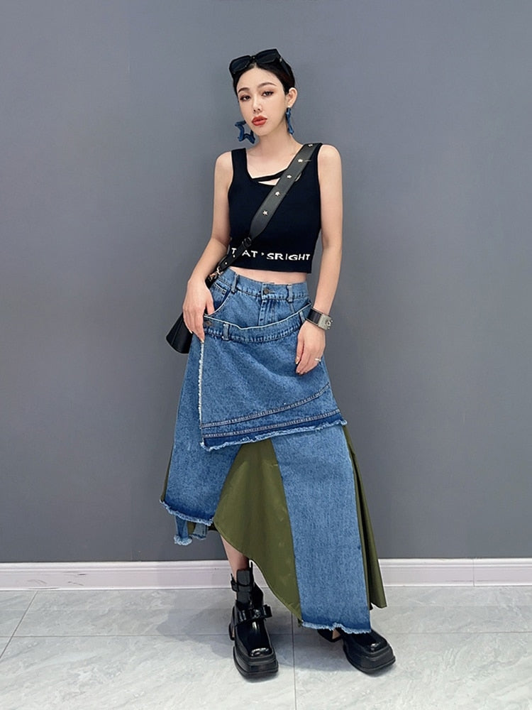Timeless Classy Irregular Denim Skirt