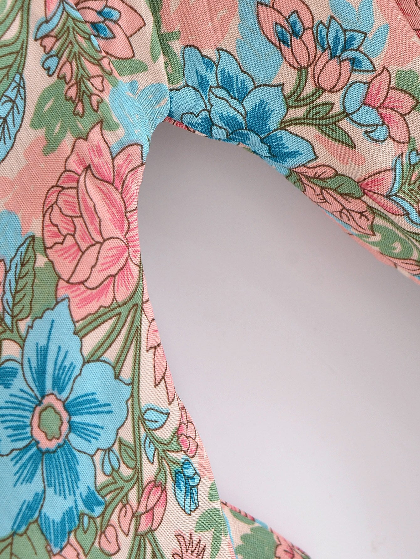 Sapphire Pink Boho Floral Print Short Robe