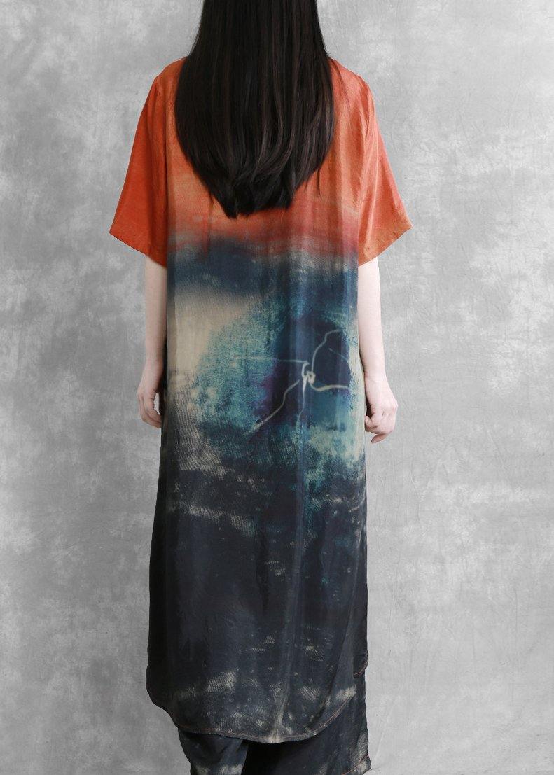 Women's plus size ethnic style black suit five-point sleeve irregular thin thin two-piece