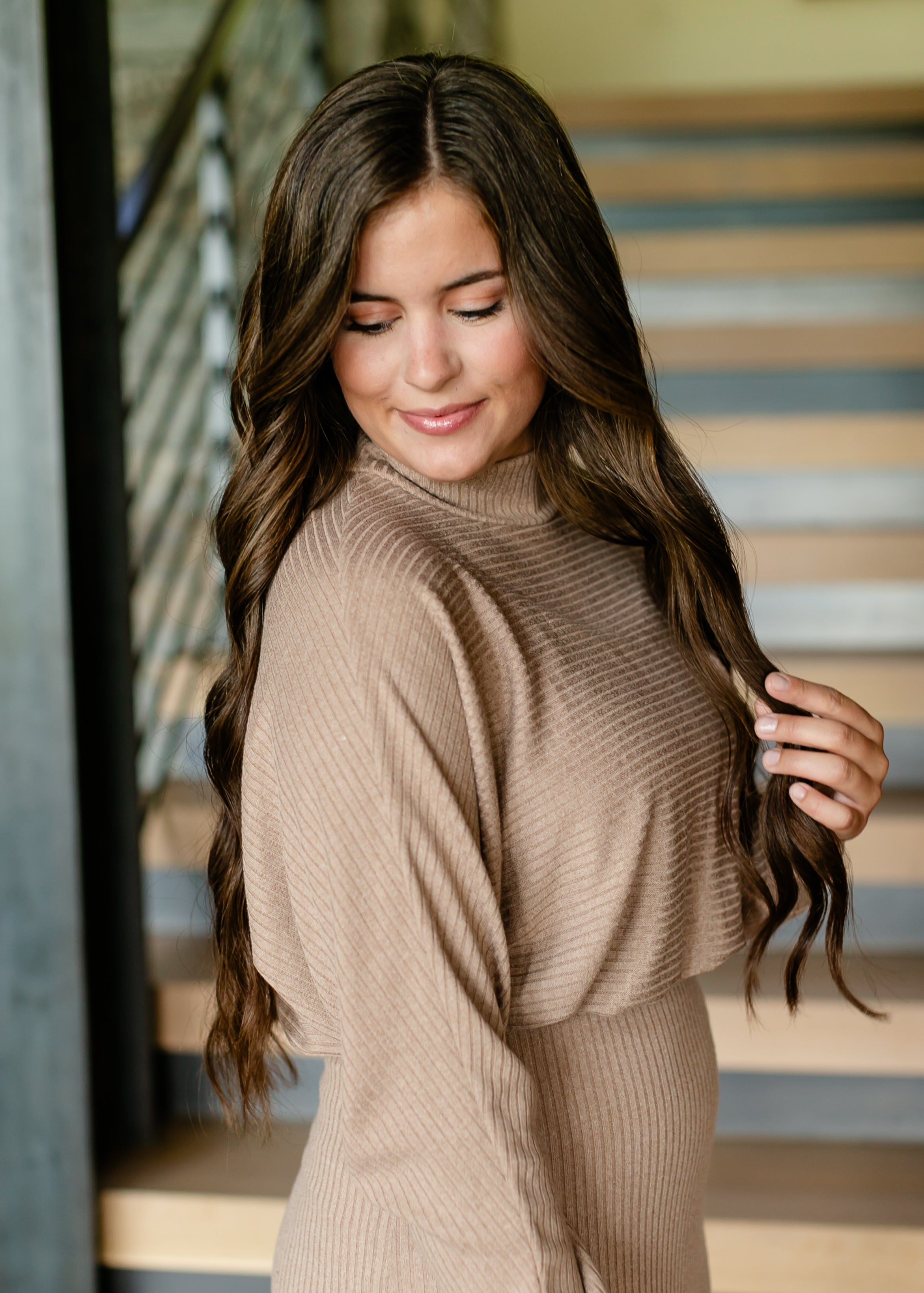 Mockneck Ribbed Jersey Maxi Dress