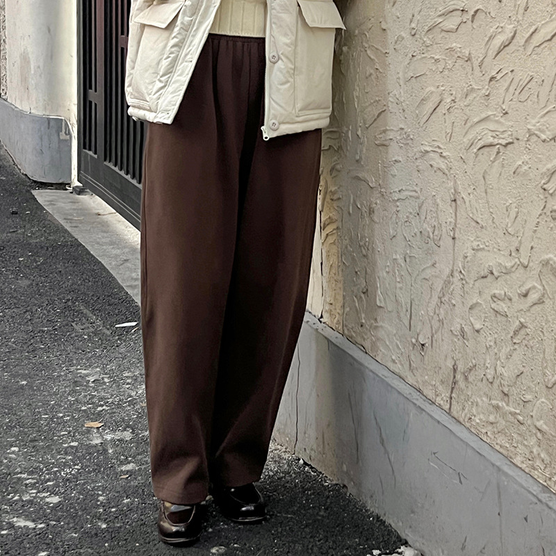 High-waisted casual fleece sweatpants