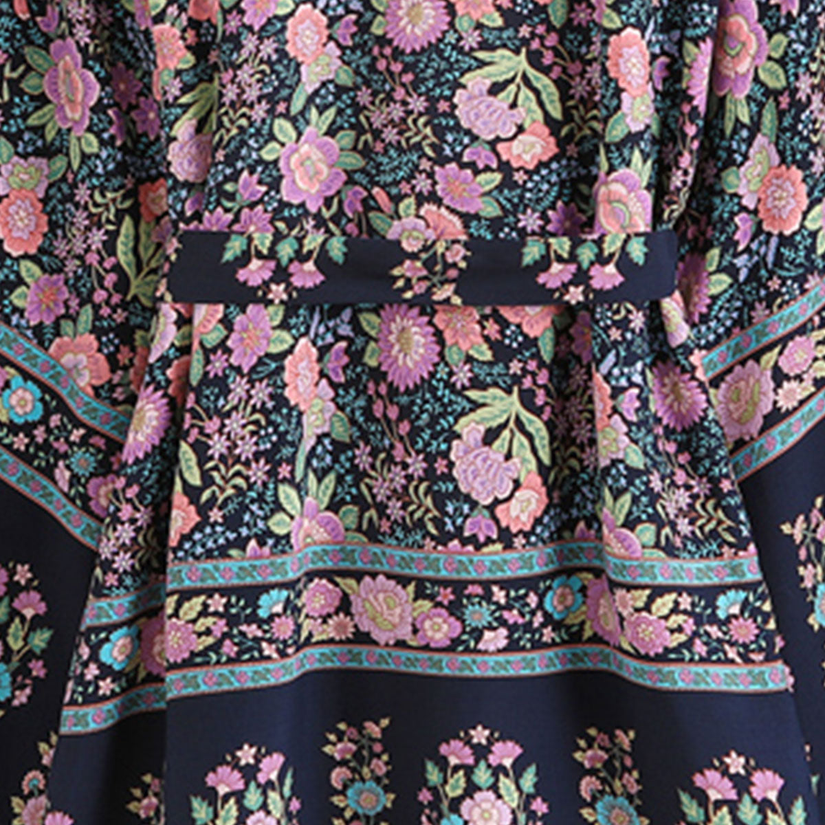 Pink Lavender Floral Print Short Boho Robe