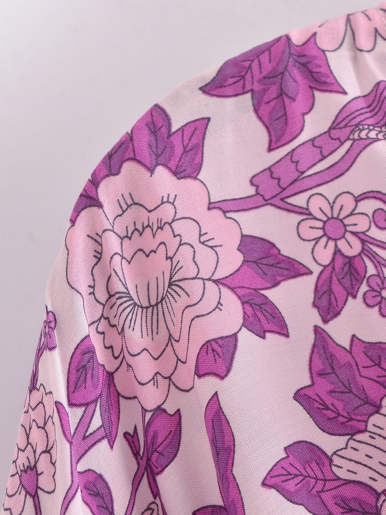 Lavender Lovebirds Boho Floral Print Short Robe