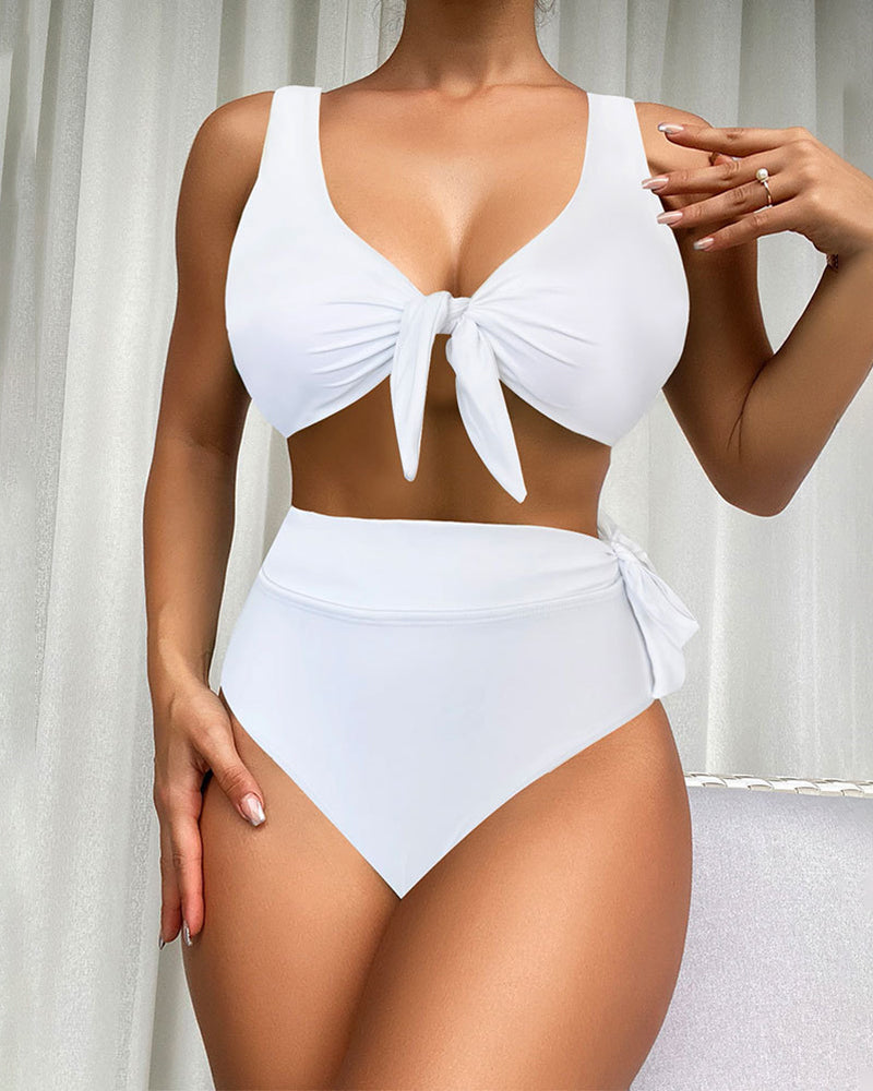 Twist Knot Bikini Sets High Waist Triangle Bottom Swimwear