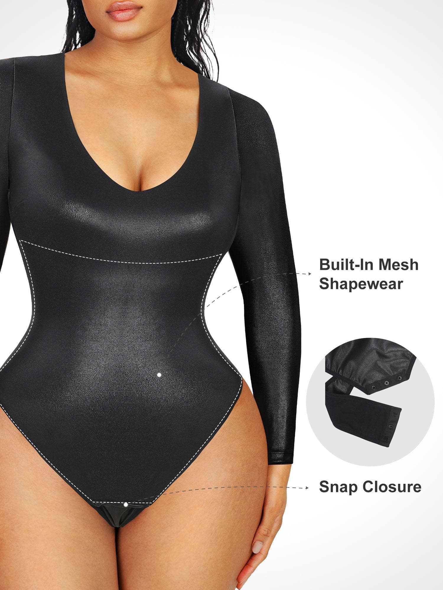 Built-In Shapewear Leather Bodysuit Or Midi Skirt Or Mini Skirt Or Leggings