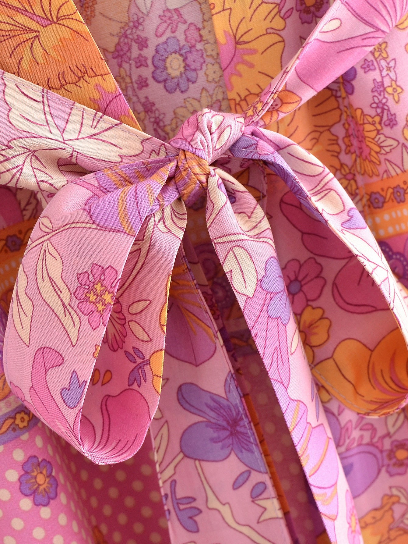 Pink Hibiscus Boho Floral Print Short Robe