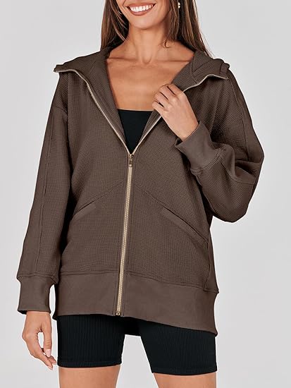 Waffle Knit Casual Jackets Outerwear