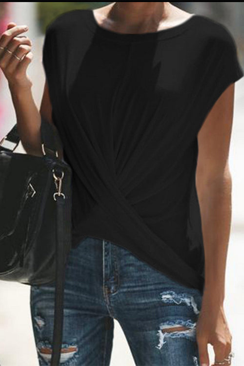 Trixiedress Solid Short Sleeve Cross Front T-shirt