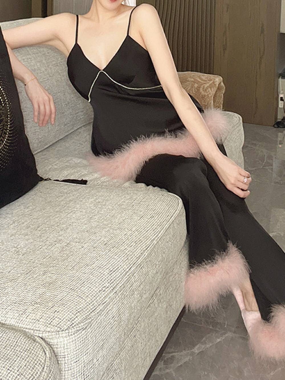 Feather Party Sling Pajamas Set