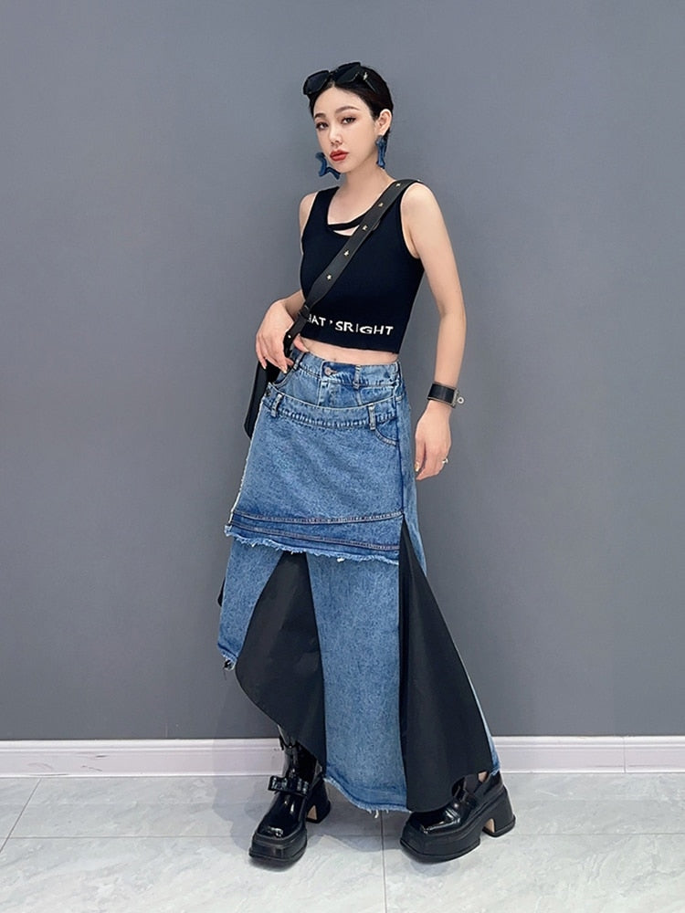 Timeless Classy Irregular Denim Skirt