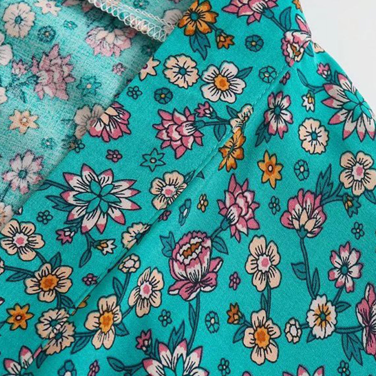 Turquoise Rose Boho Floral Print Midi Robe