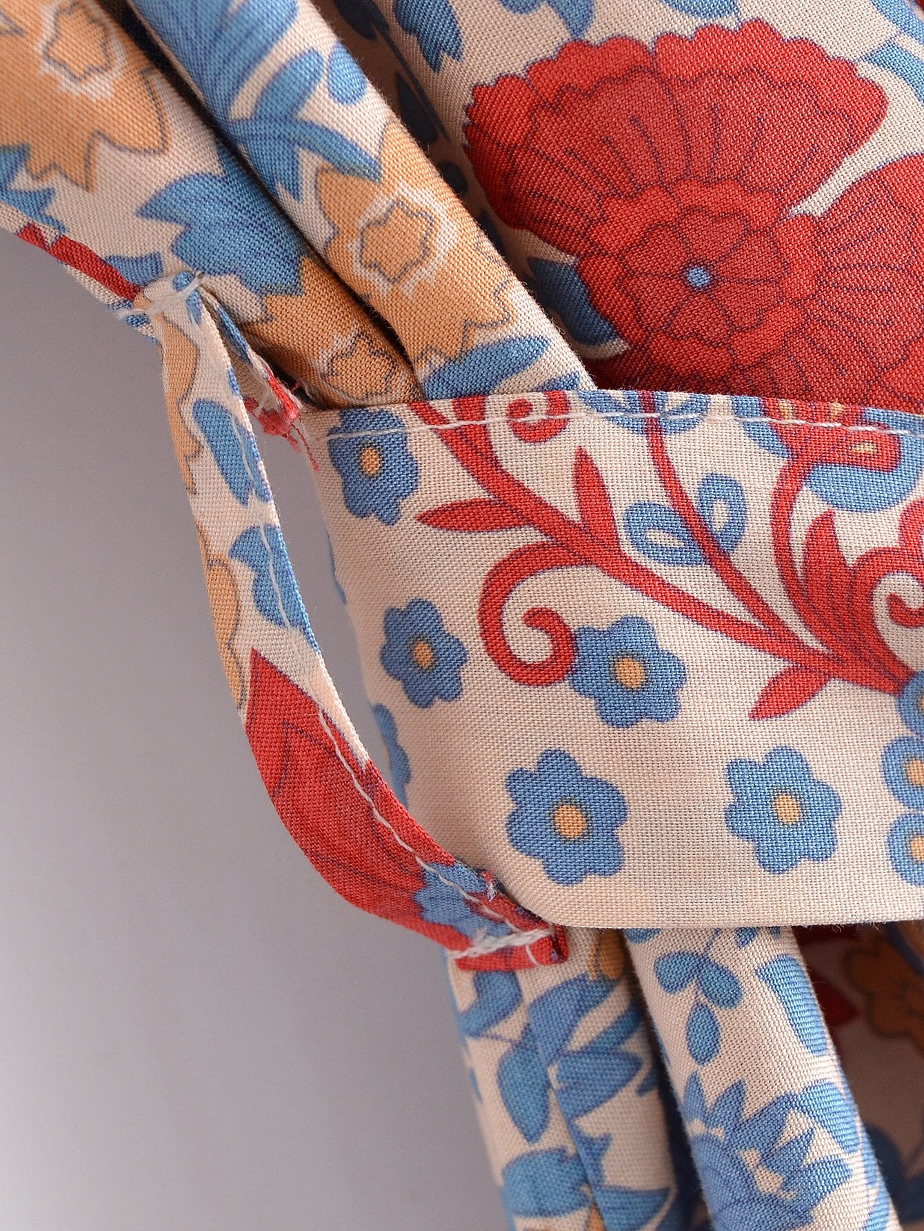 Tranquil Blue Boho Floral Print Short Robe