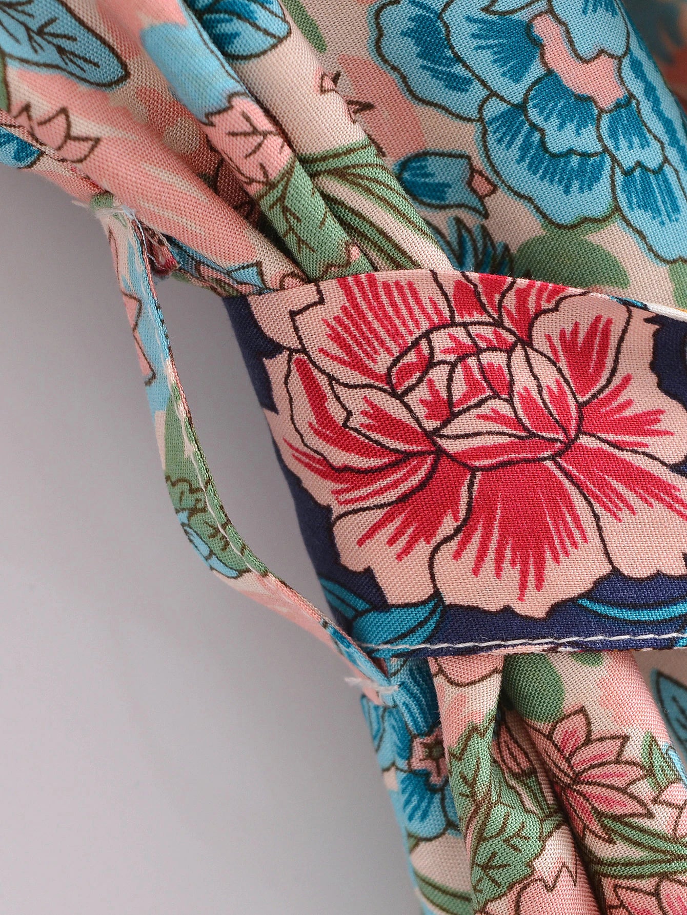 Sapphire Pink Boho Floral Print Short Robe