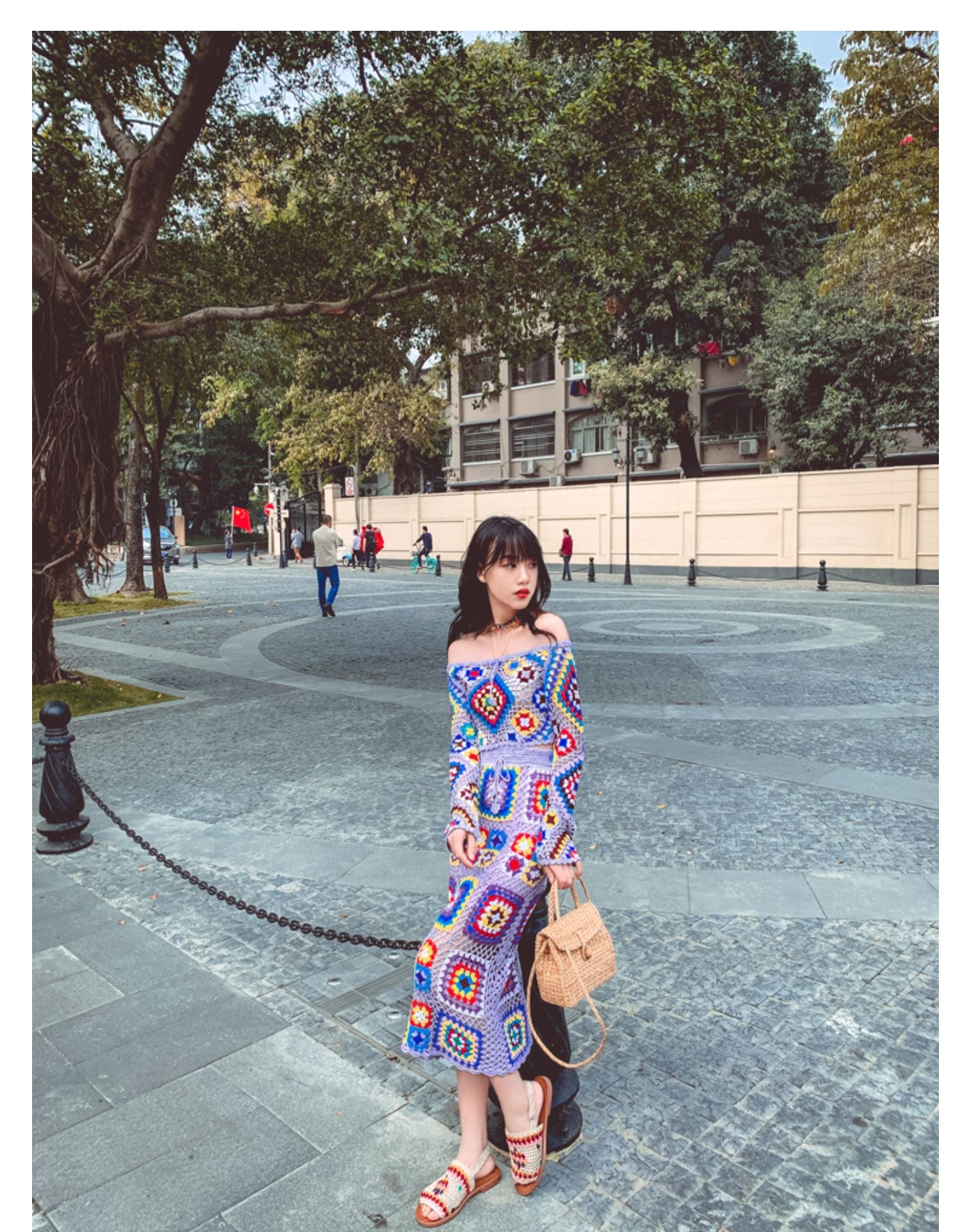 Handmade See Through Knit Crop Top & Midi Skirt 2-Piece Set