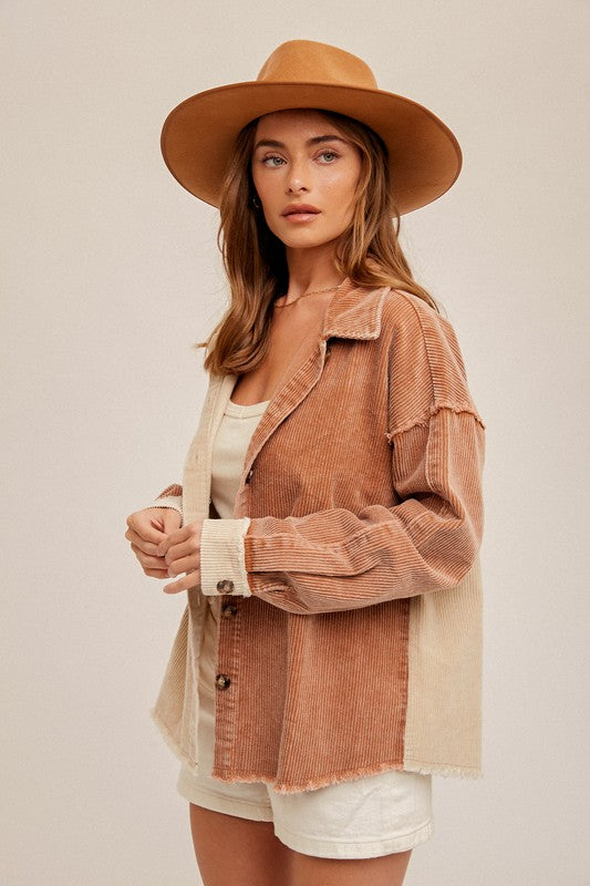 Autumn Winds Shacket in Cream/Camel