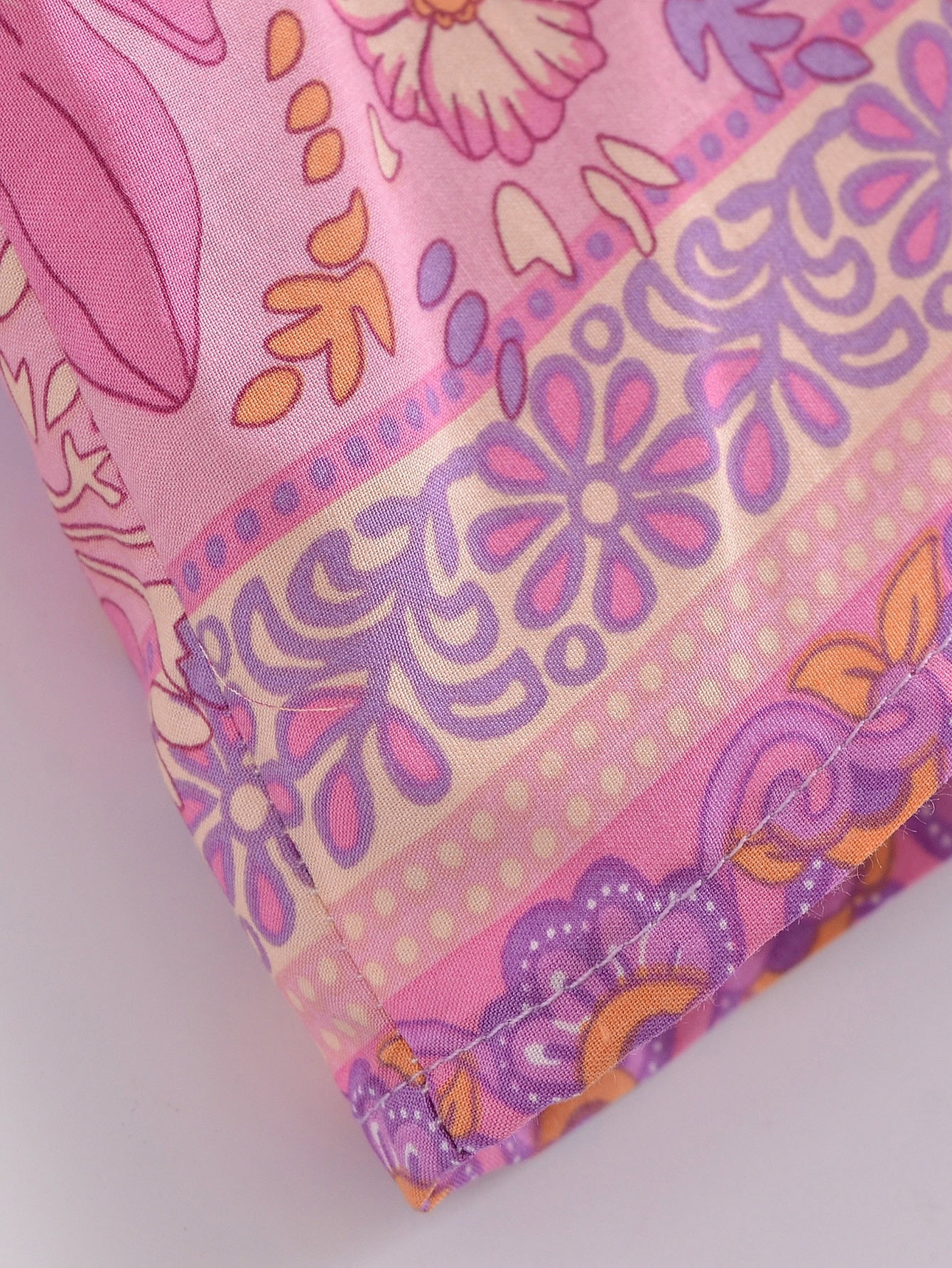 Pink Hibiscus Boho Floral Print Short Robe