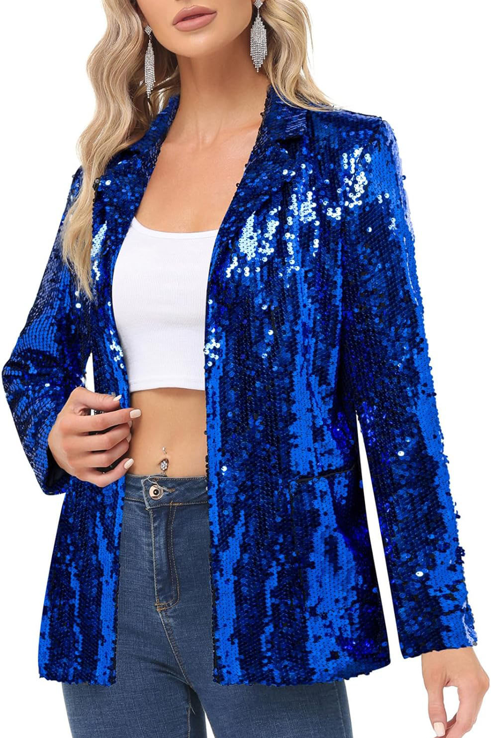 Sparkly Cardigan Coat with Pocket