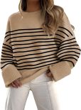 Women's Crewneck Long Sleeve Oversized Fuzzy Knit Chunky Warm Pullover Sweater Top