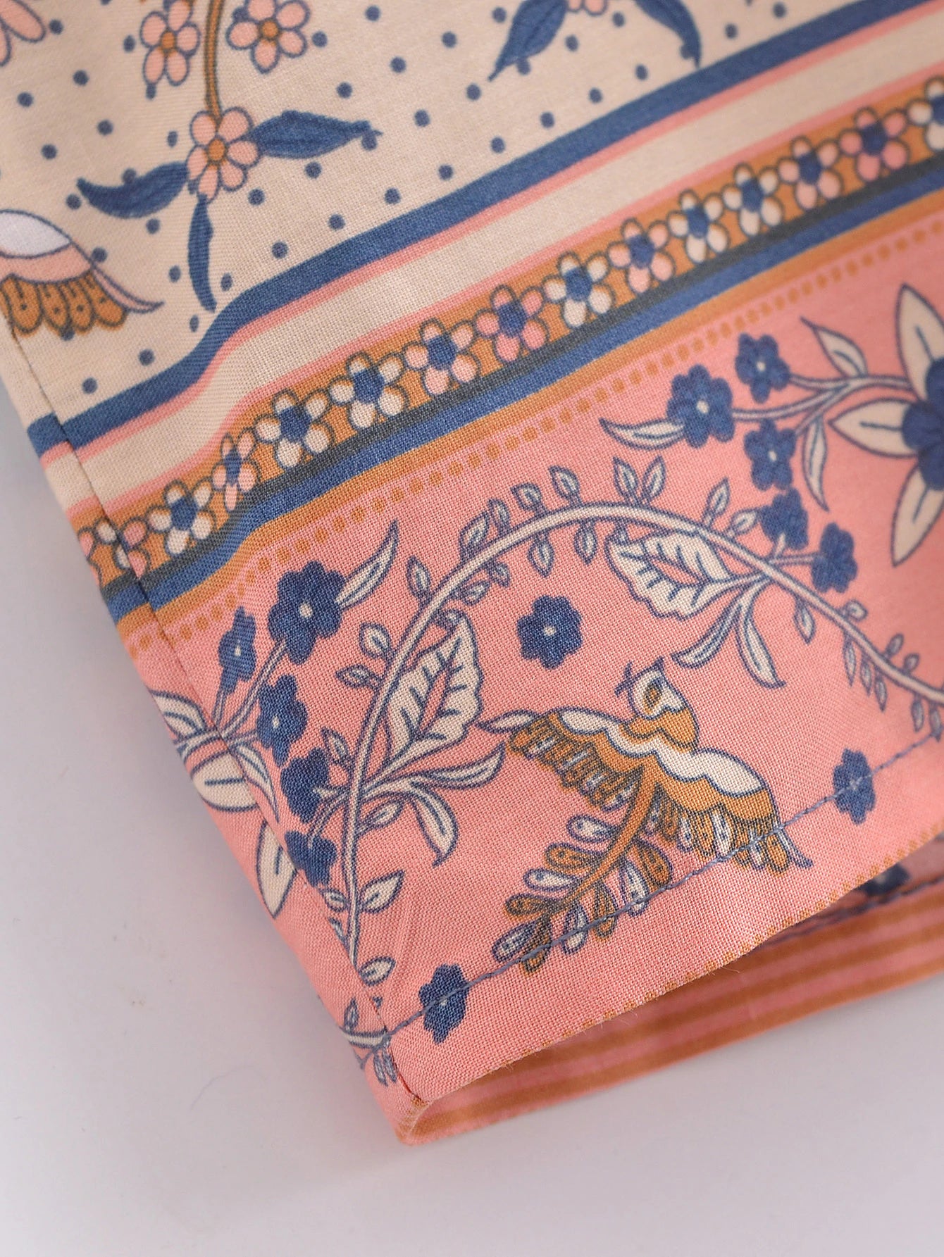 Blue Lovebirds Boho Floral Print Short Robe