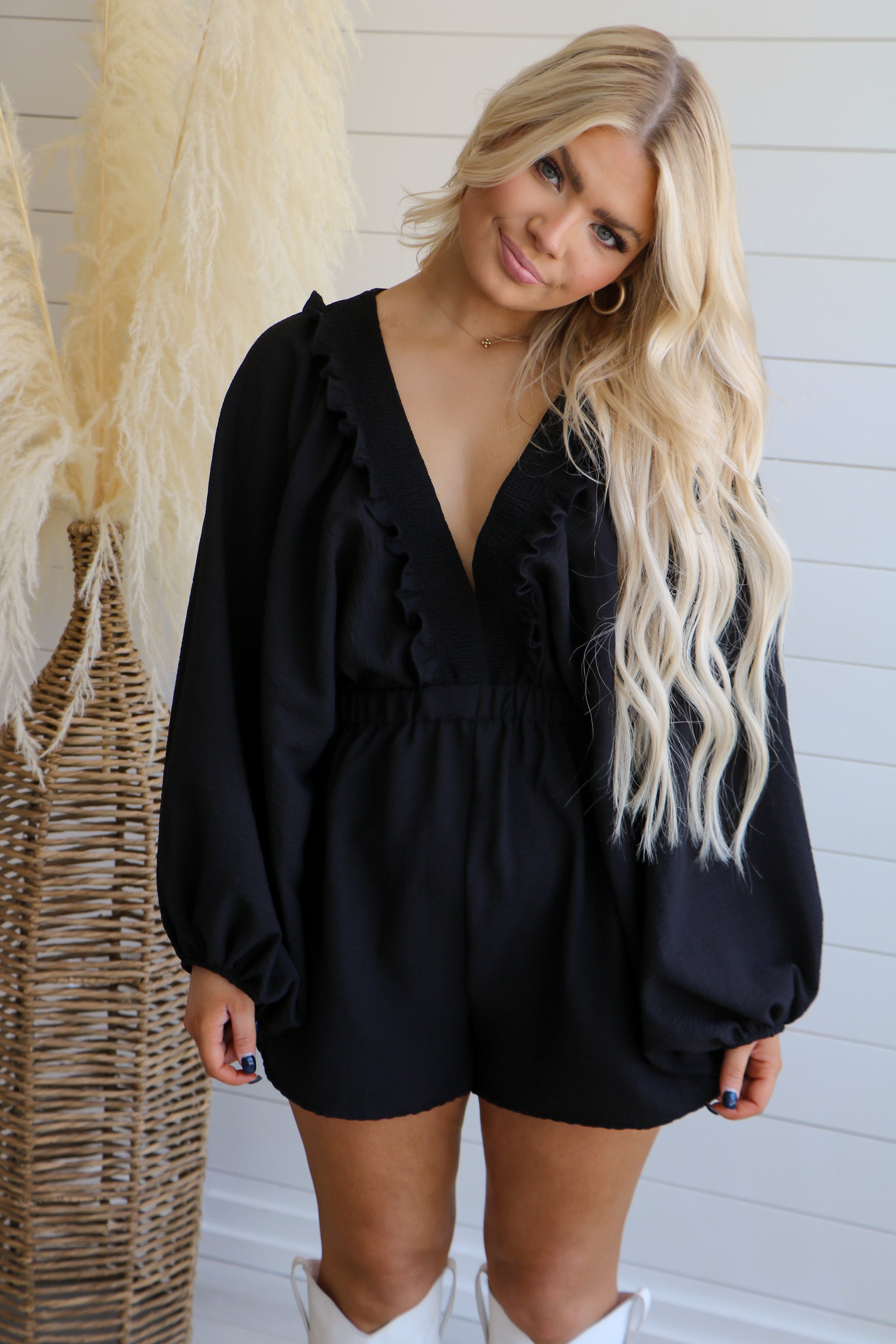 She's Arrived Romper in Black