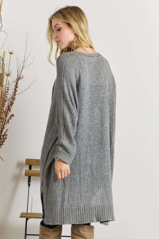 Slowing Down Cardigan in Charcoal Grey