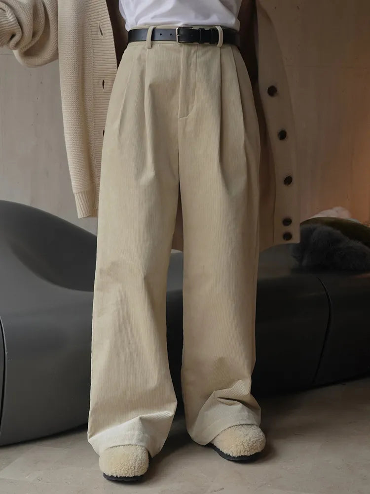 Retro-Inspired High Waist Corduroy Wide Leg Pants