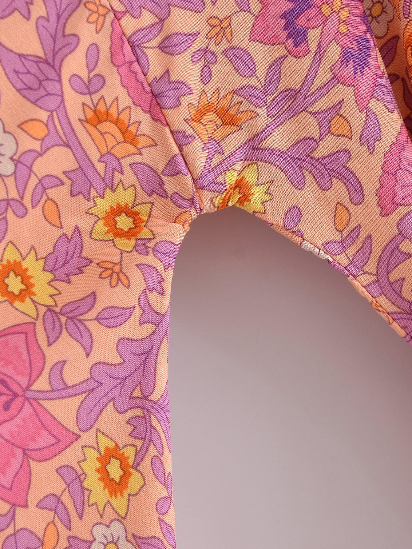 Sweet Orange Boho Floral Print Short Robe