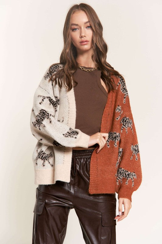 Wildly Cozy Cardigan in Camel/ Cream