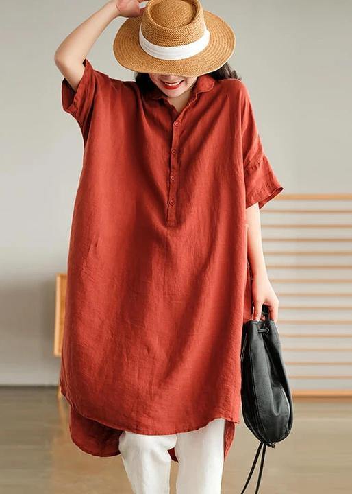 Black Linen Shirt Dress Summer Mid Dress