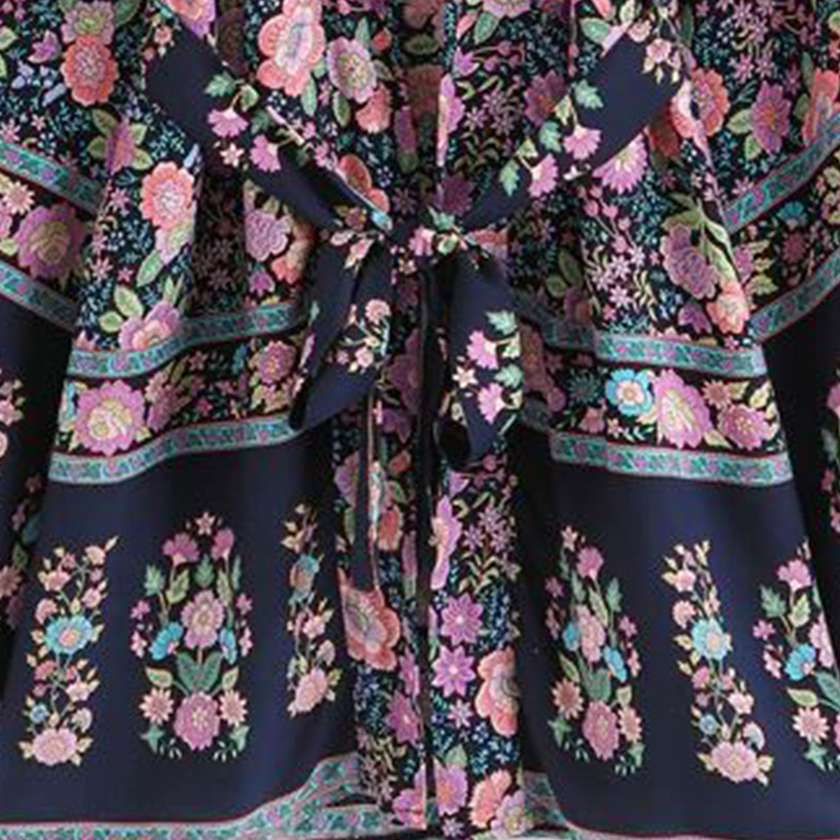 Pink Lavender Floral Print Short Boho Robe