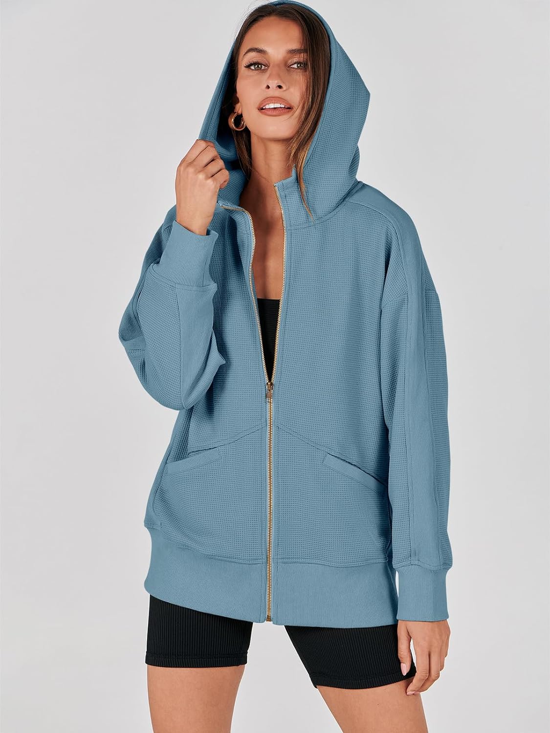 Waffle Knit Casual Jackets Outerwear