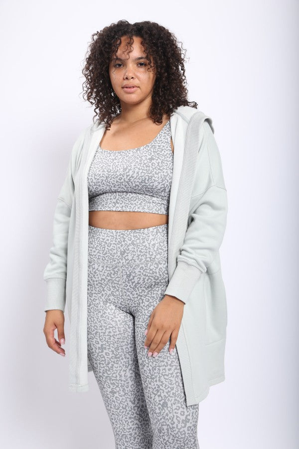 Open Front Longline Fleece Cardigan