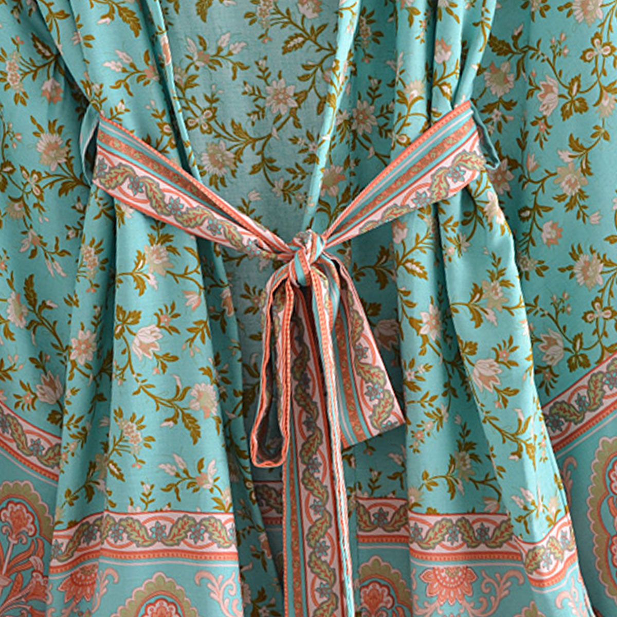 Senora Rose Boho Floral Print Short Robe