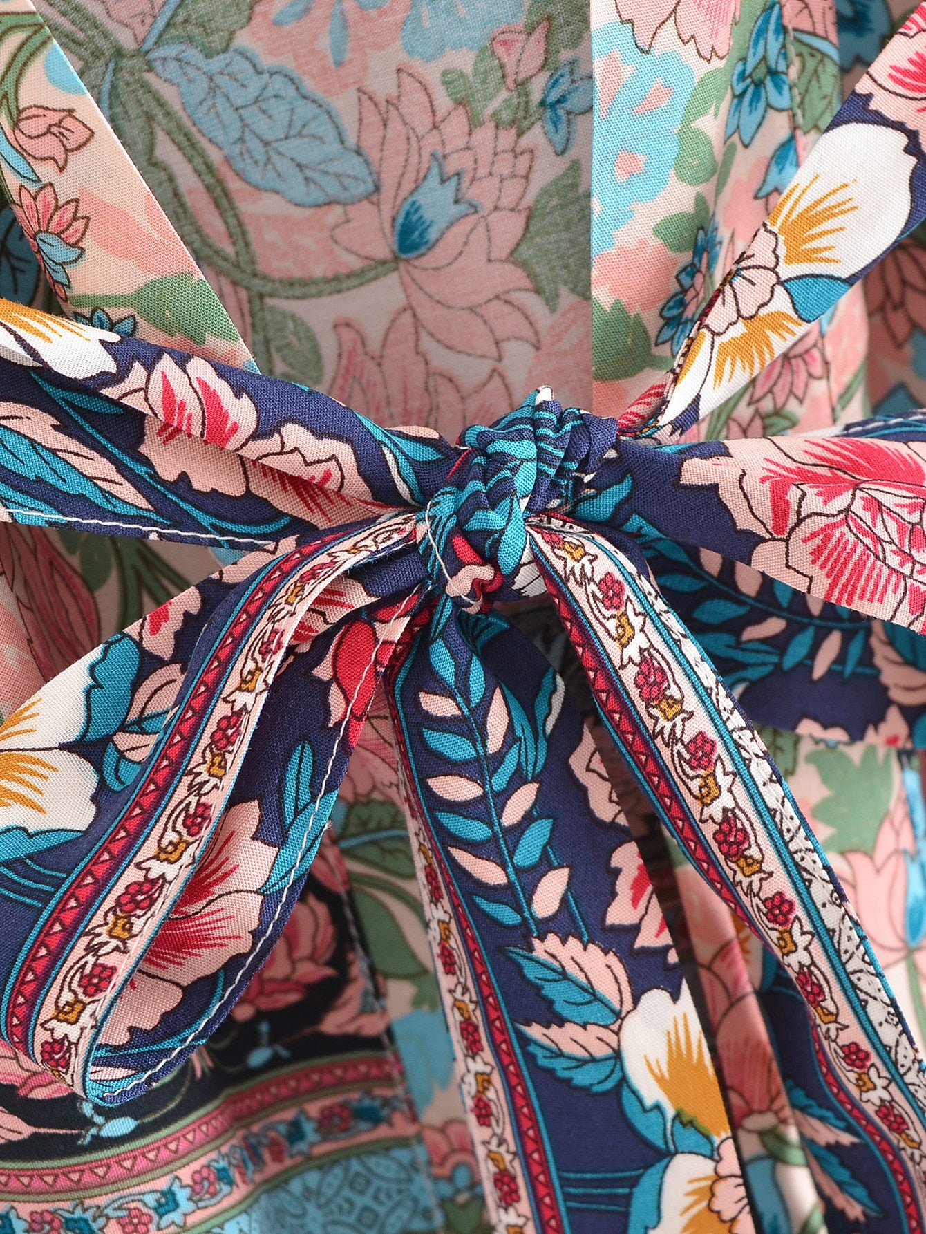 Sapphire Pink Boho Floral Print Short Robe