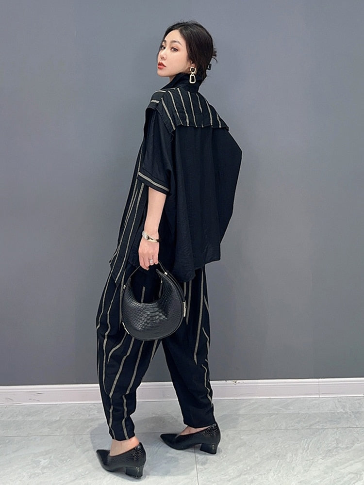 Elegant Classy Blouse & Pants 2-Piece Set