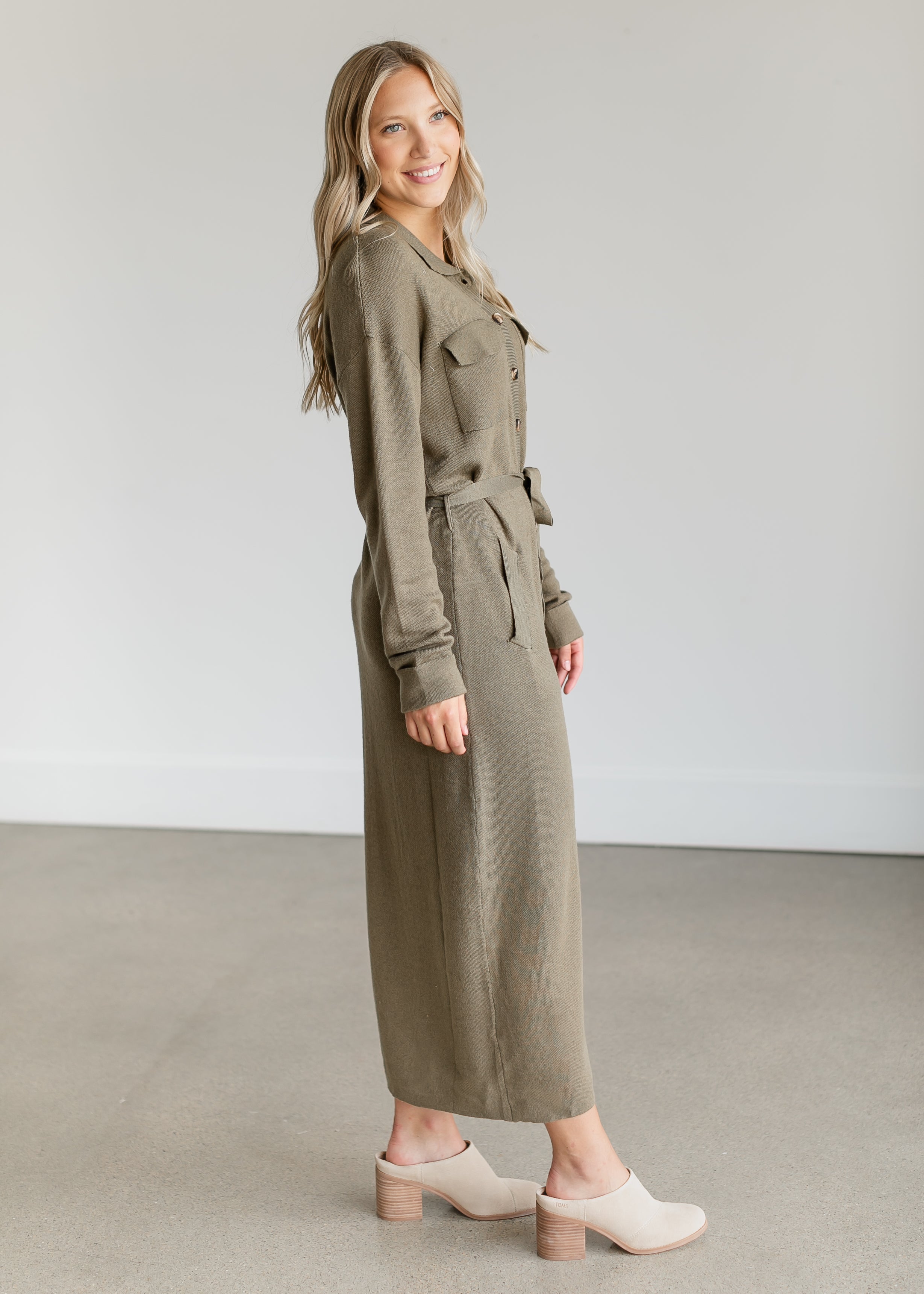 Melina Button-up Knit Midi Dress