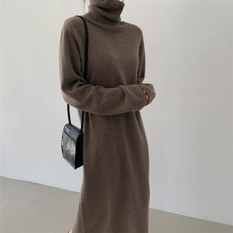 Easy-Fitting Turtleneck Sweater Dress