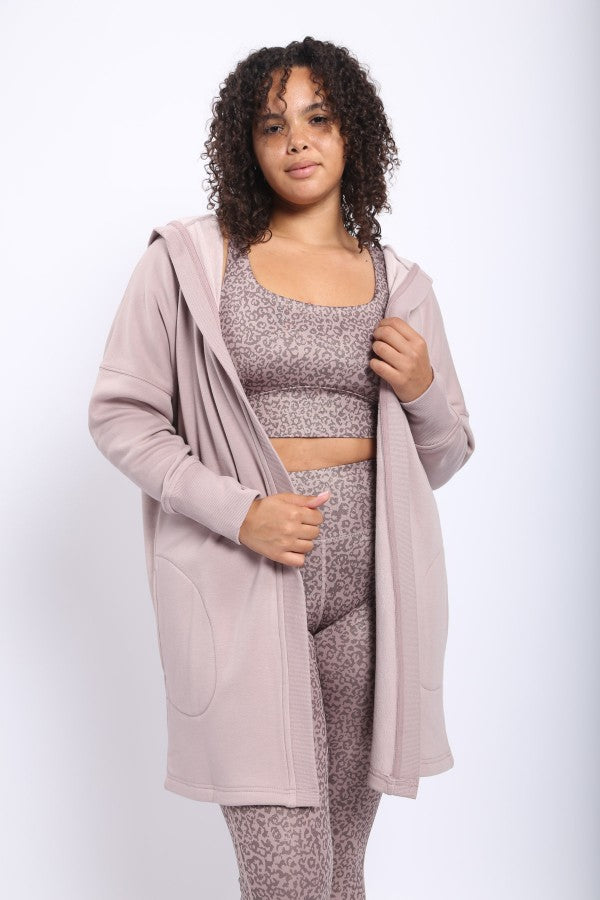 Open Front Longline Fleece Cardigan