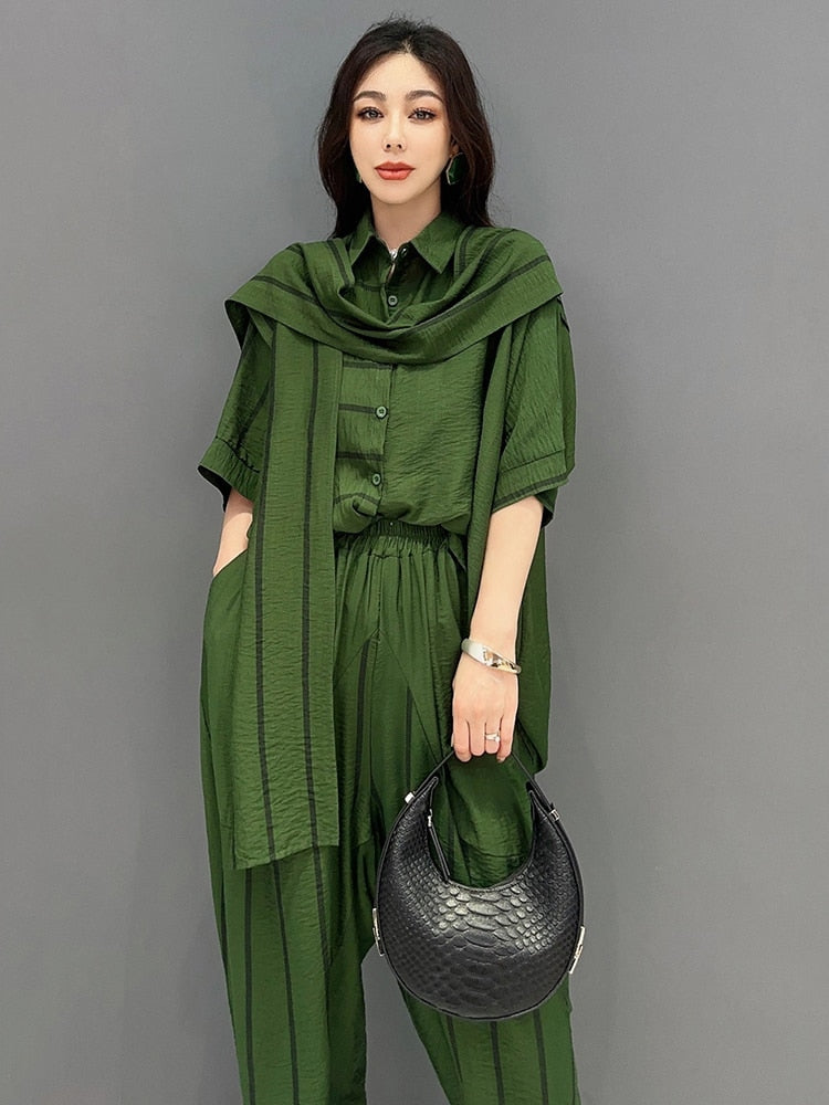 Elegant Classy Blouse & Pants 2-Piece Set