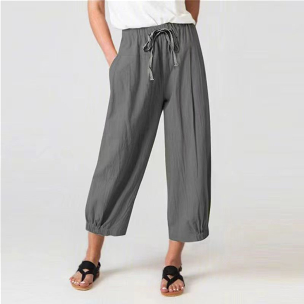 WOMEN'S SUMMER CAPRI WIDE LEG FLOWER PANTS