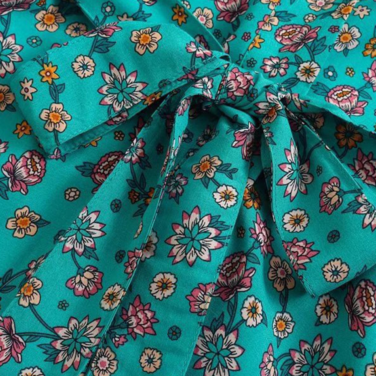 Turquoise Rose Boho Floral Print Midi Robe
