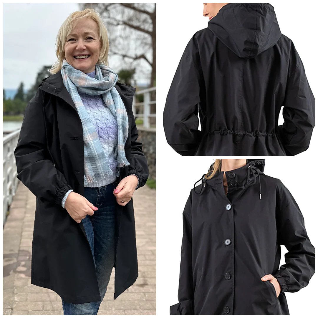 Oversized water-repellent windbreaker rain jacket with hood