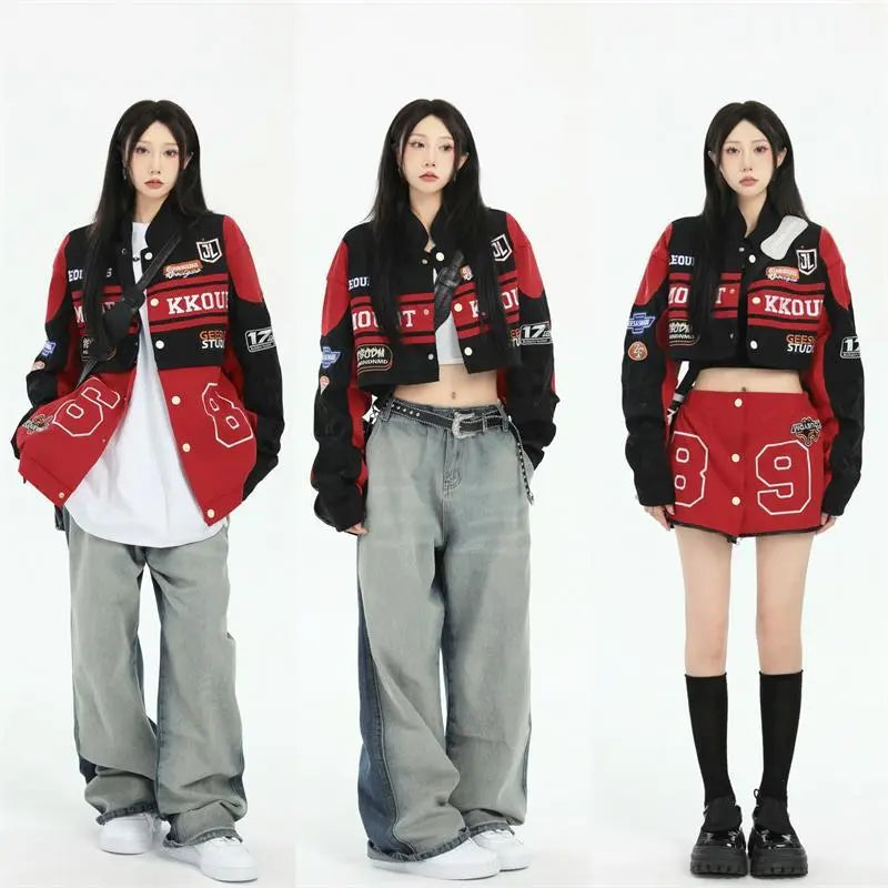 3-in-1 Vintage Moto Biker Coat and Mini Skirt