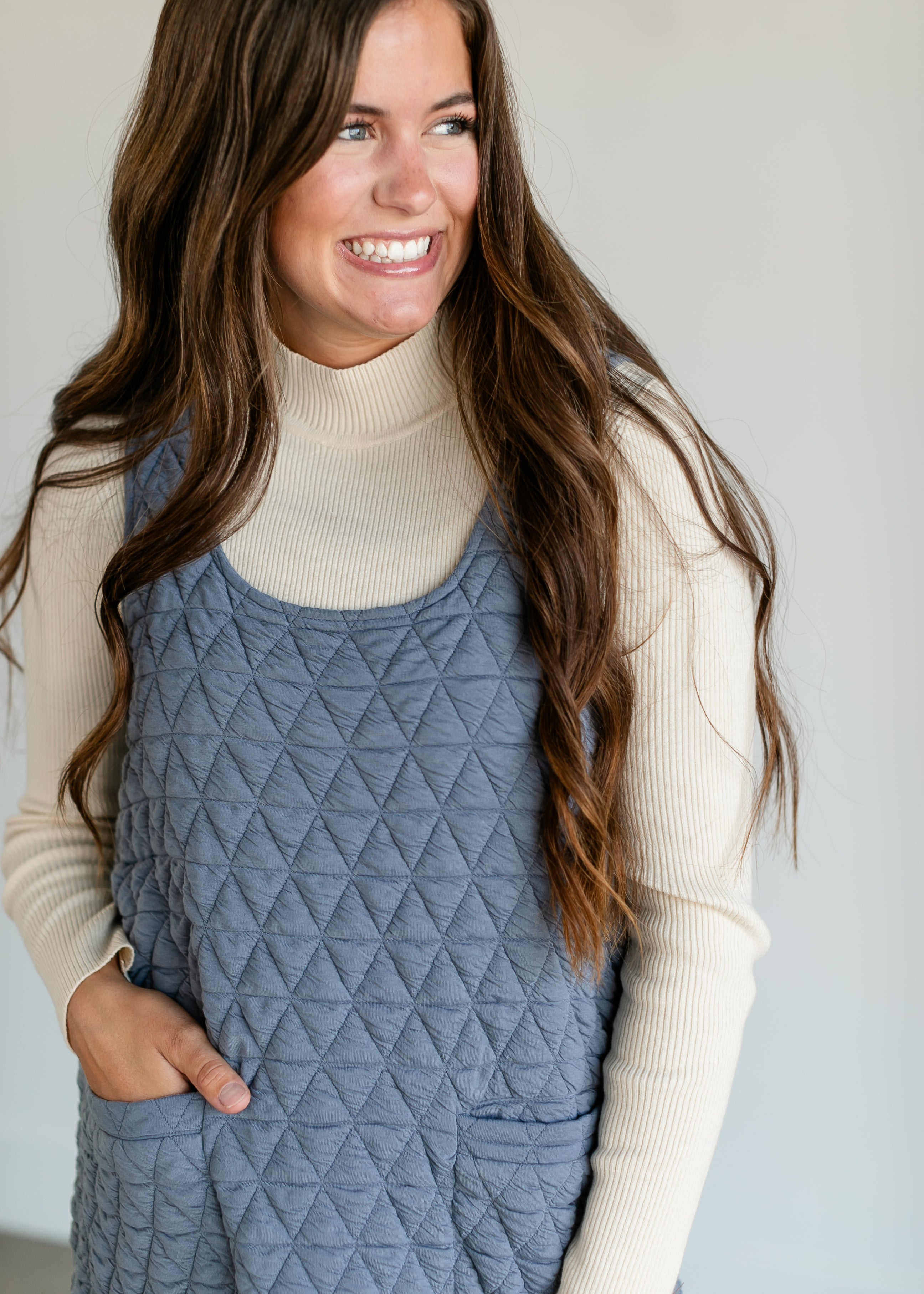 Quilted Knit Tank Midi Dress