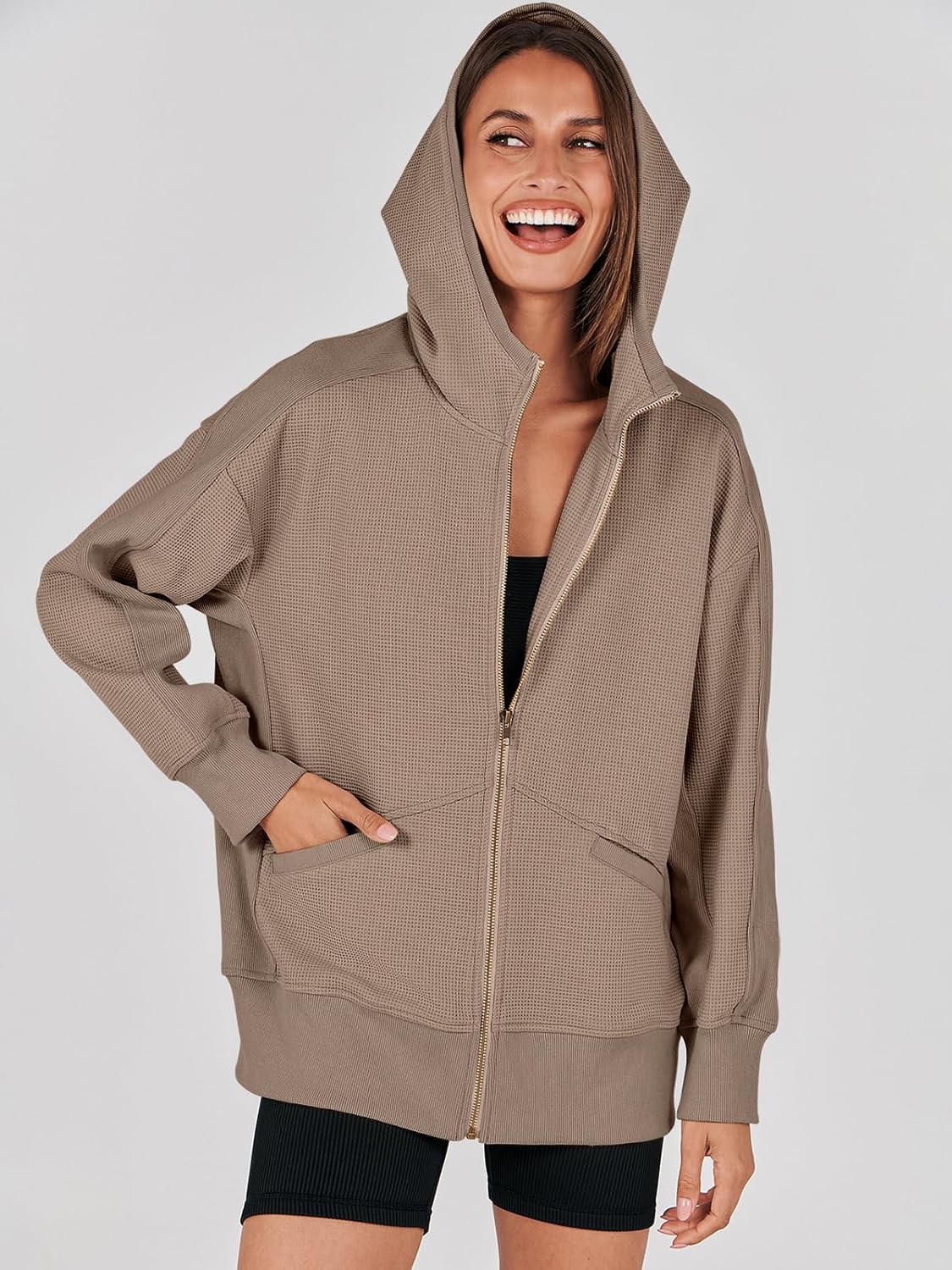 Waffle Knit Casual Jackets Outerwear